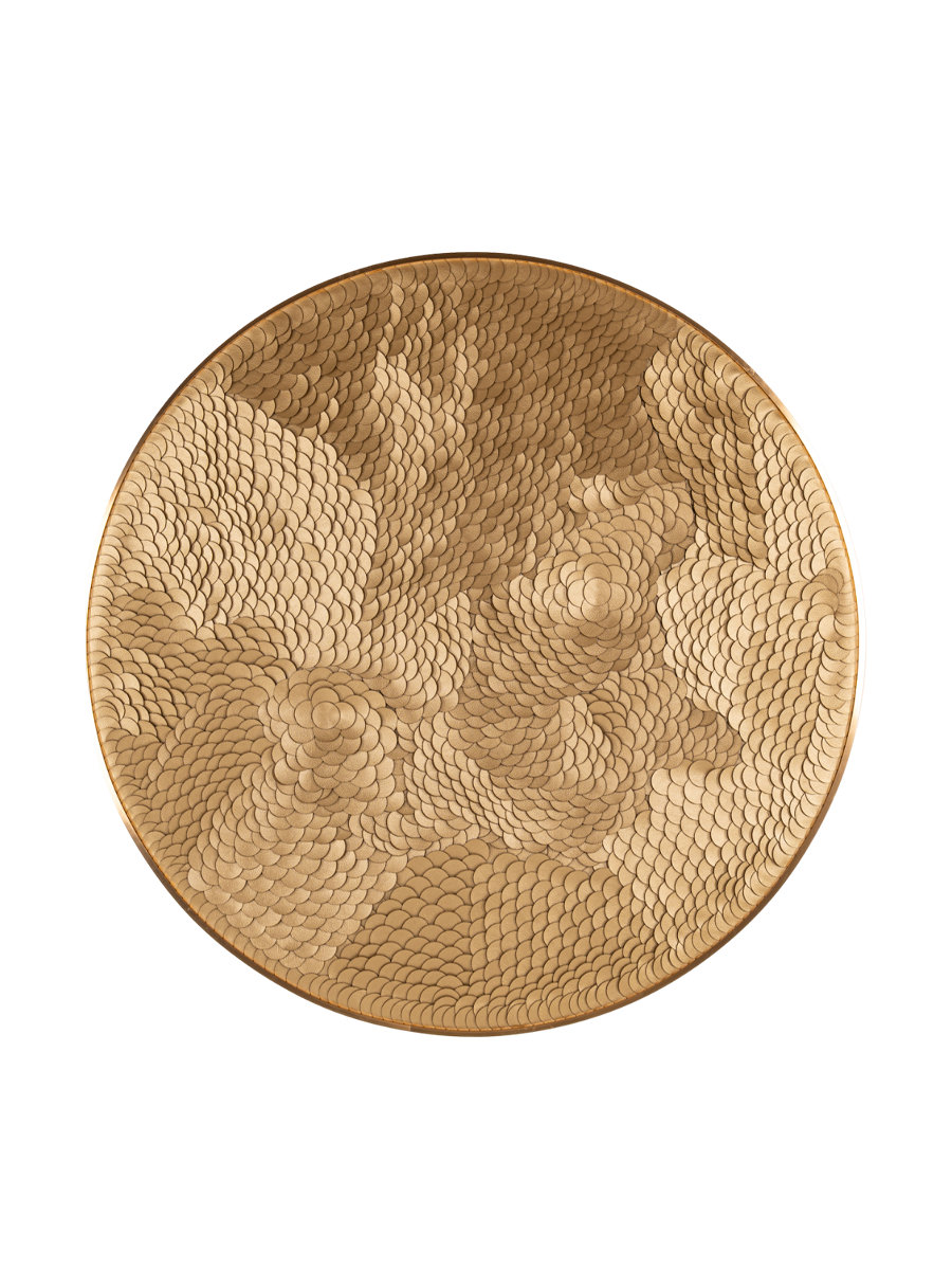 
Design Wandbild „Bloom“ mit Leder und 3D Effekt, Ø 110 cm