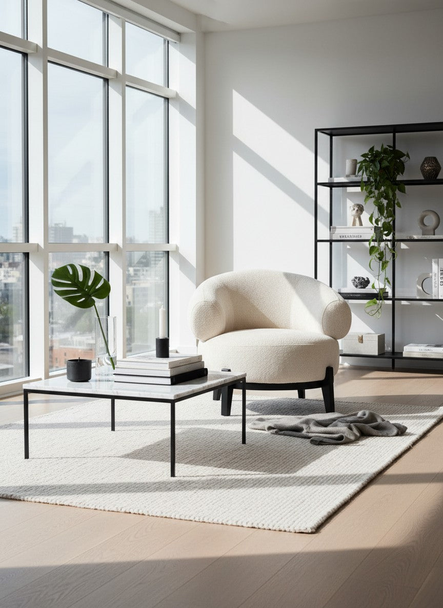 
Fauteuil design de qualité « Montana » - Chenille blanc