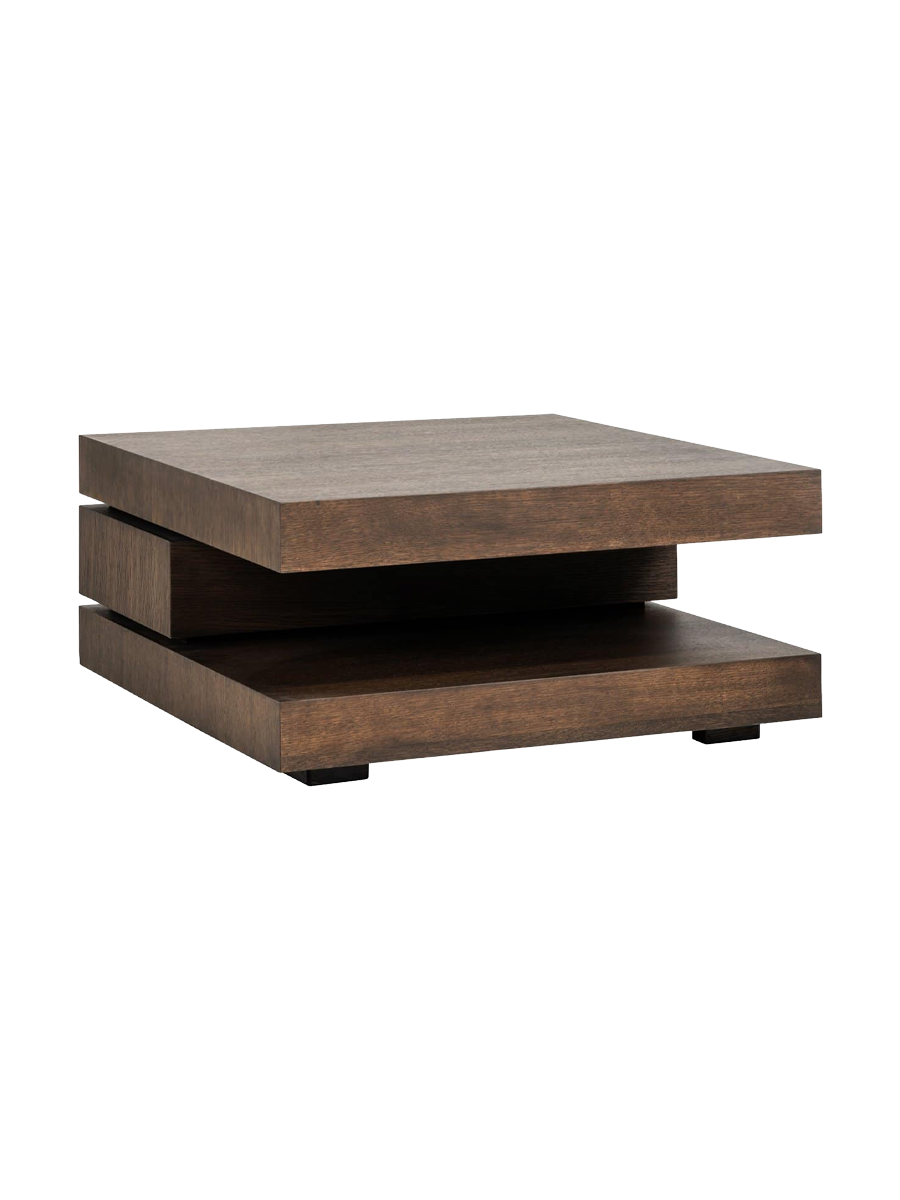 
Quadratischer Design Salontisch „Oakura“ aus gebeizter Eiche - Braun