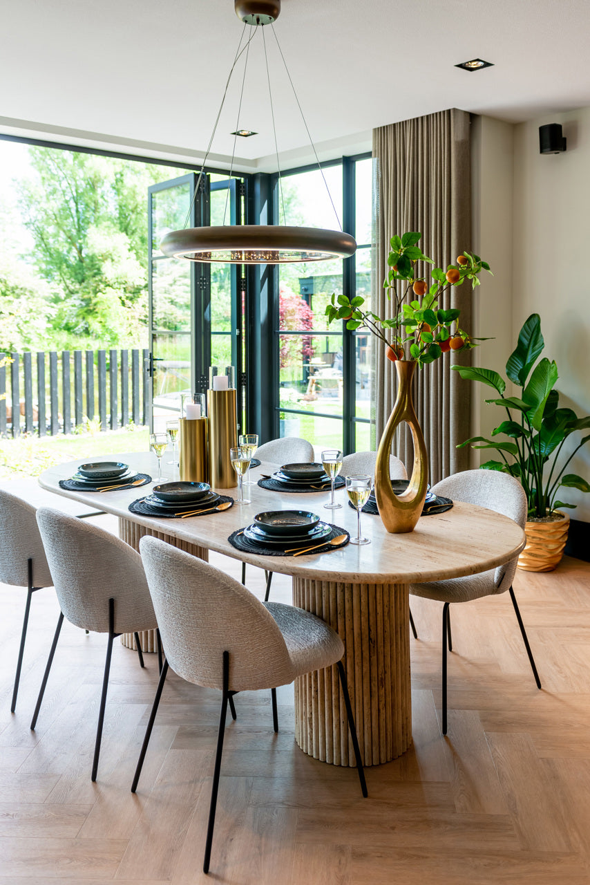 
Large, oval "La Cantera" travertine design dining table, 240 x 100 cm