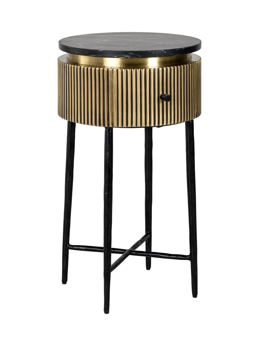 
Designer side table "Ironville" with black marble top