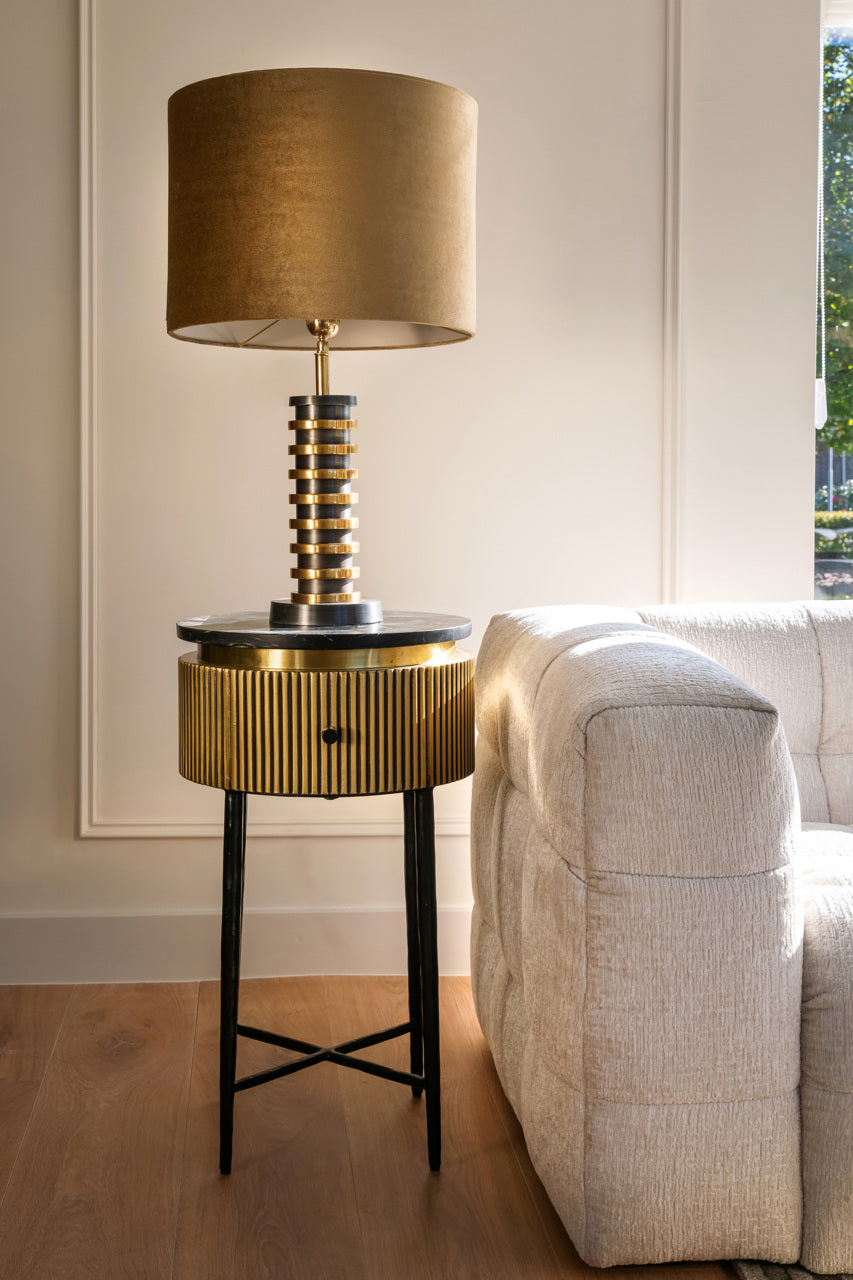 
Designer side table "Ironville" with black marble top