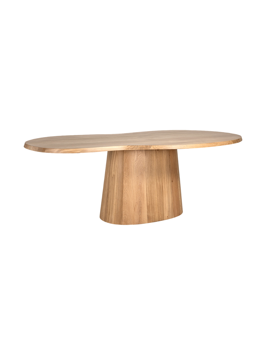
Grosser Massivholz Design Esstisch „Riva“ mit organischer Form, 230 x 110 cm