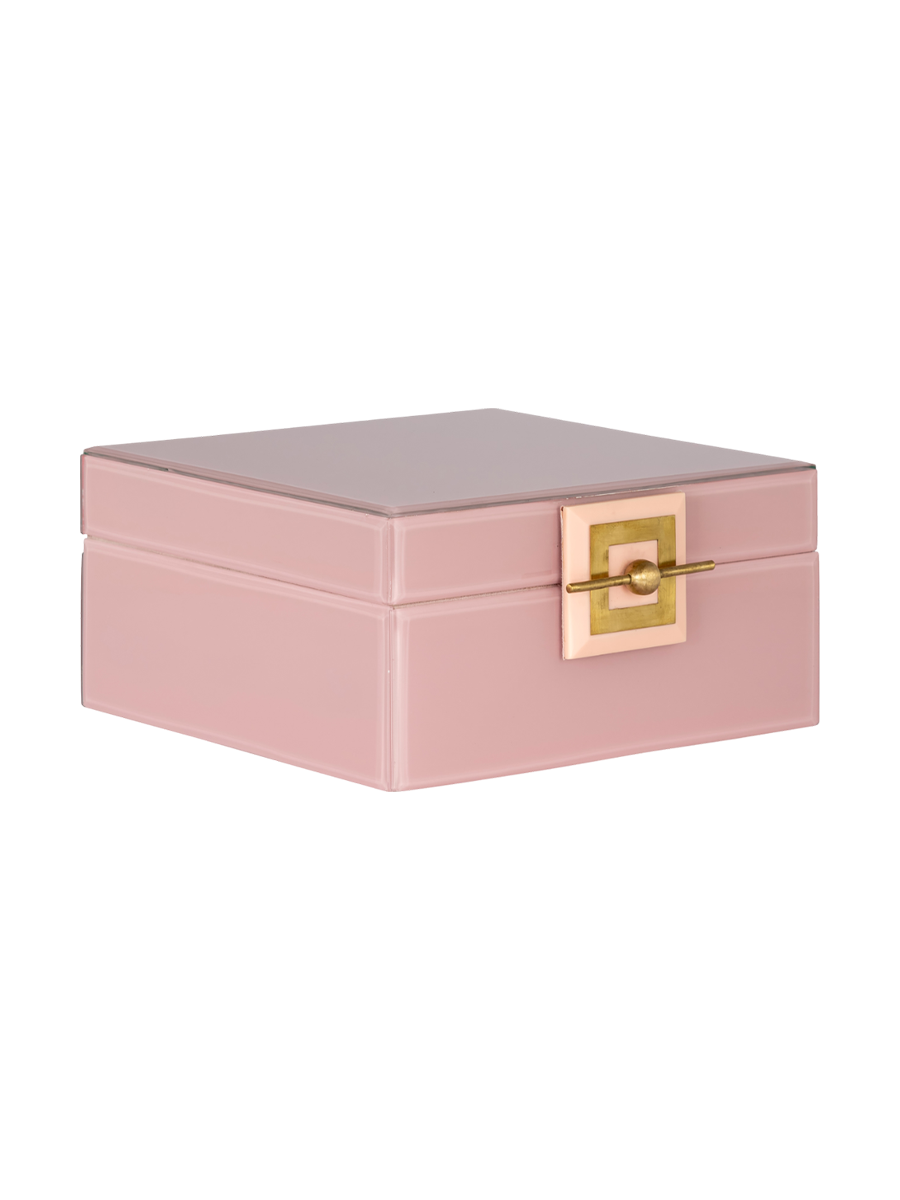 
Boîte à bijoux design en verre « Bodine » - Grand, 21,5 x 21,5 cm / Rose