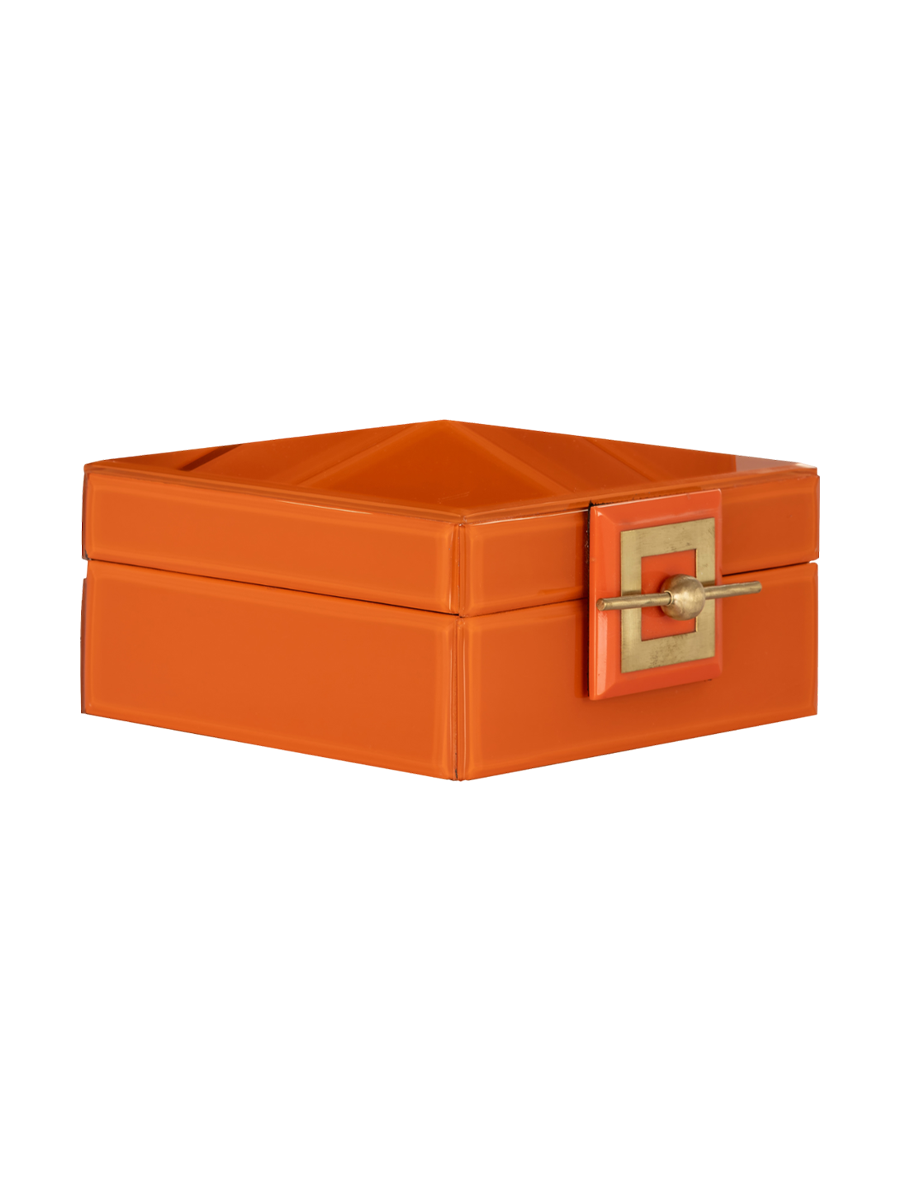 
Boîte à bijoux design en verre « Bodine » - Moyen, 17 x 17 cm / Orange