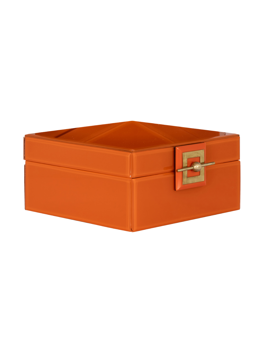 
Boîte à bijoux design en verre « Bodine » - Grand, 21,5 x 21,5 cm / Orange