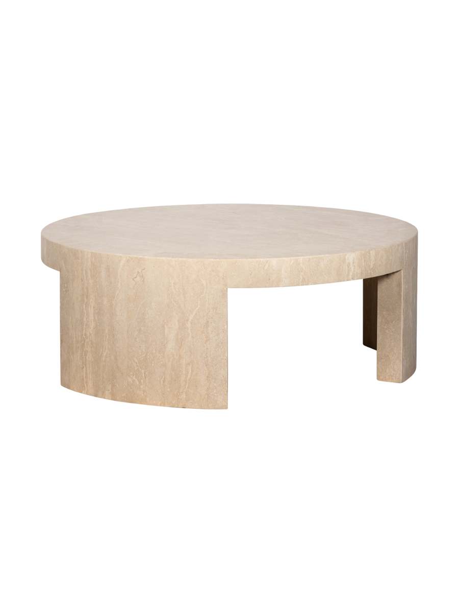 
Runder Design Salontisch „Biltmore“, aus italienischem Travertinstein