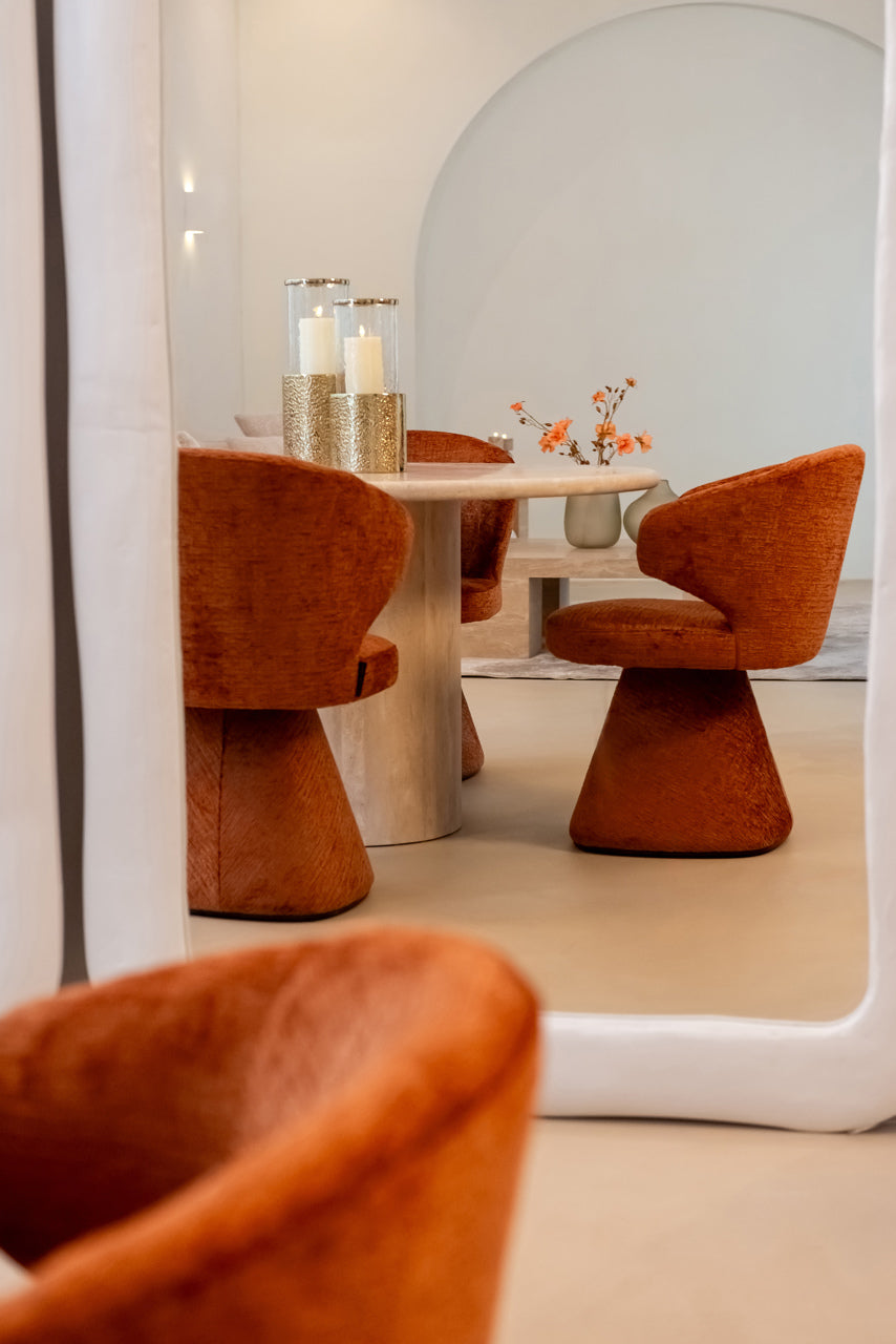 
Tavolo da pranzo rotondo di design “Renaissance” in travertino italiano, Ø 130 cm