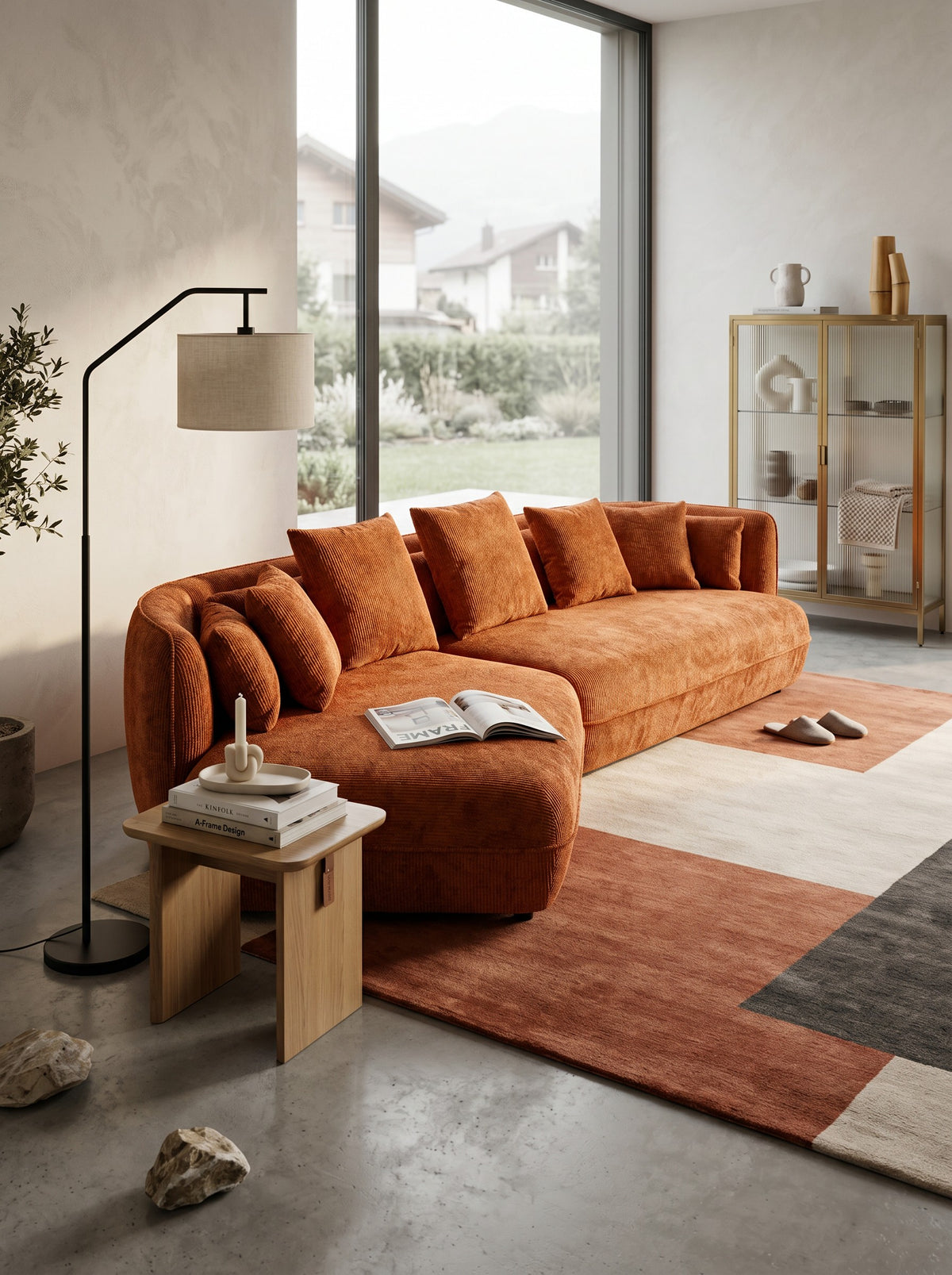 
Grosses abgerundetes Design Sofa „Rodina“, Lovely Pumpkin