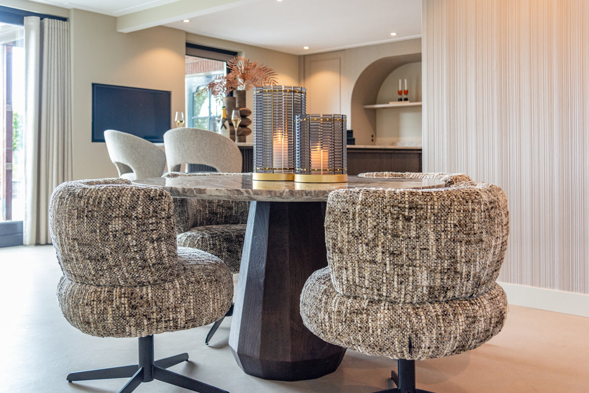 
Tavolo da pranzo dal design marmoreo «Oberoy» Ø 130 cm