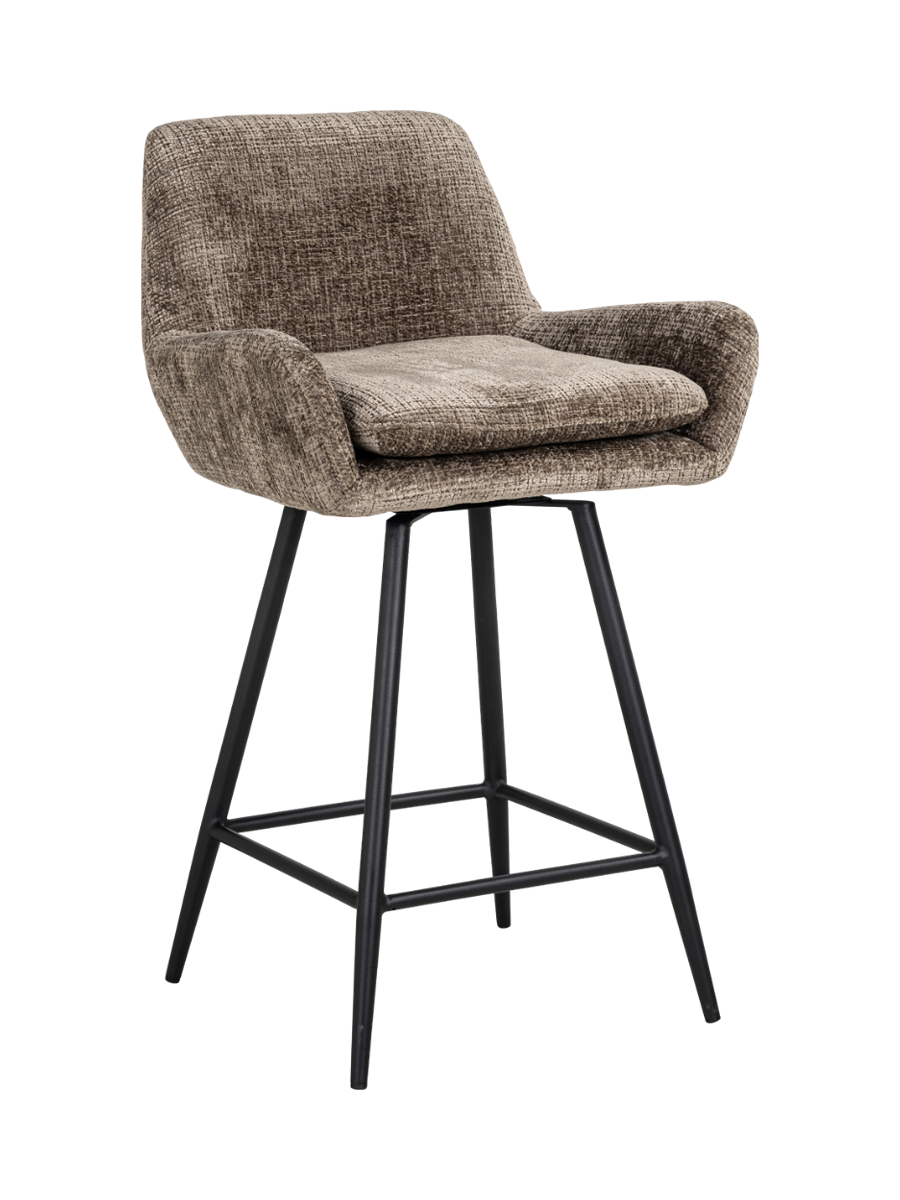 
Sgabello da bar di design girevole “Linsey”, set da 2 - Chenille Tortora