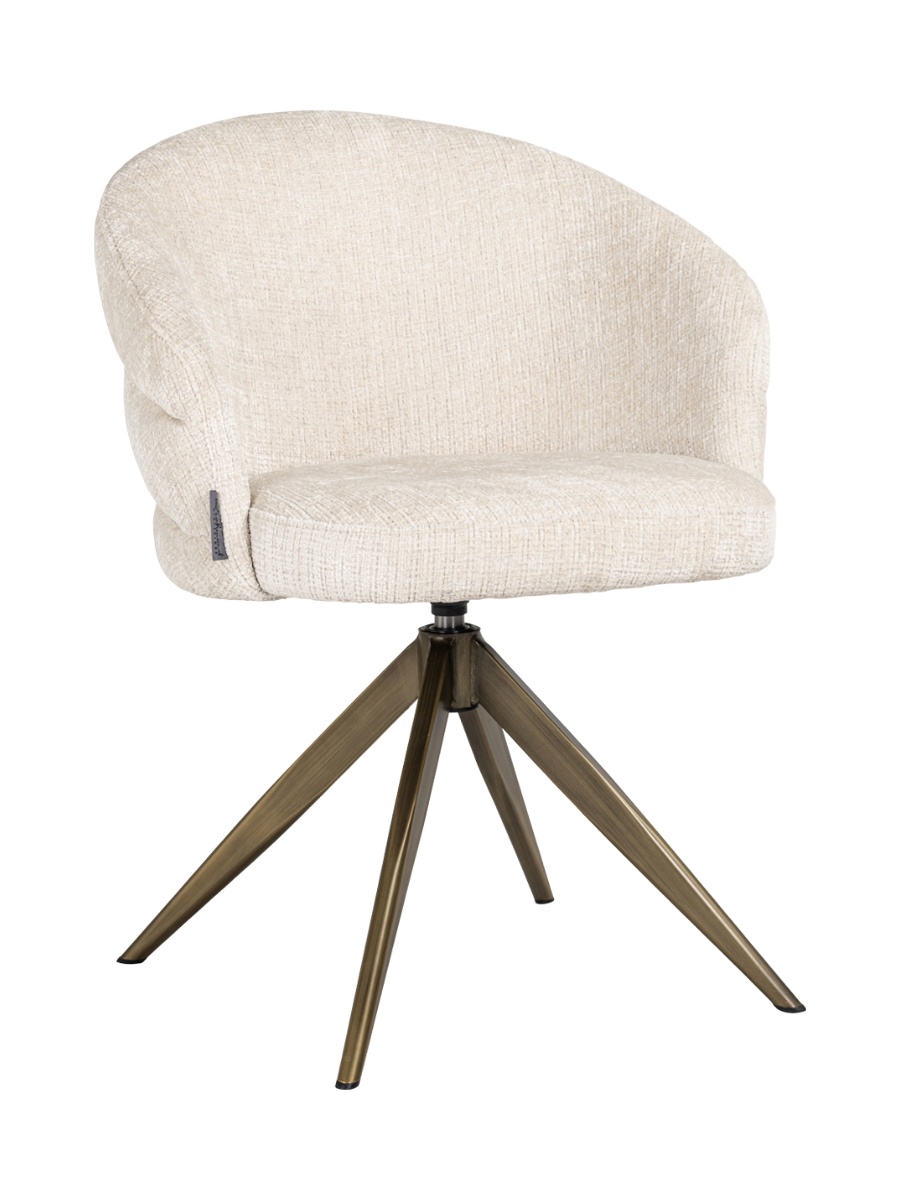 
360° Swivel Designer Armchair "Zendaya" - Chenille Beige