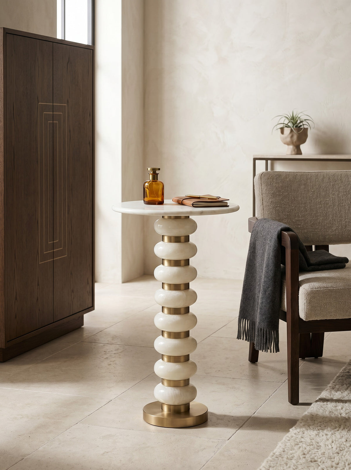 
"Barbara" Designer Marble Side Table - White