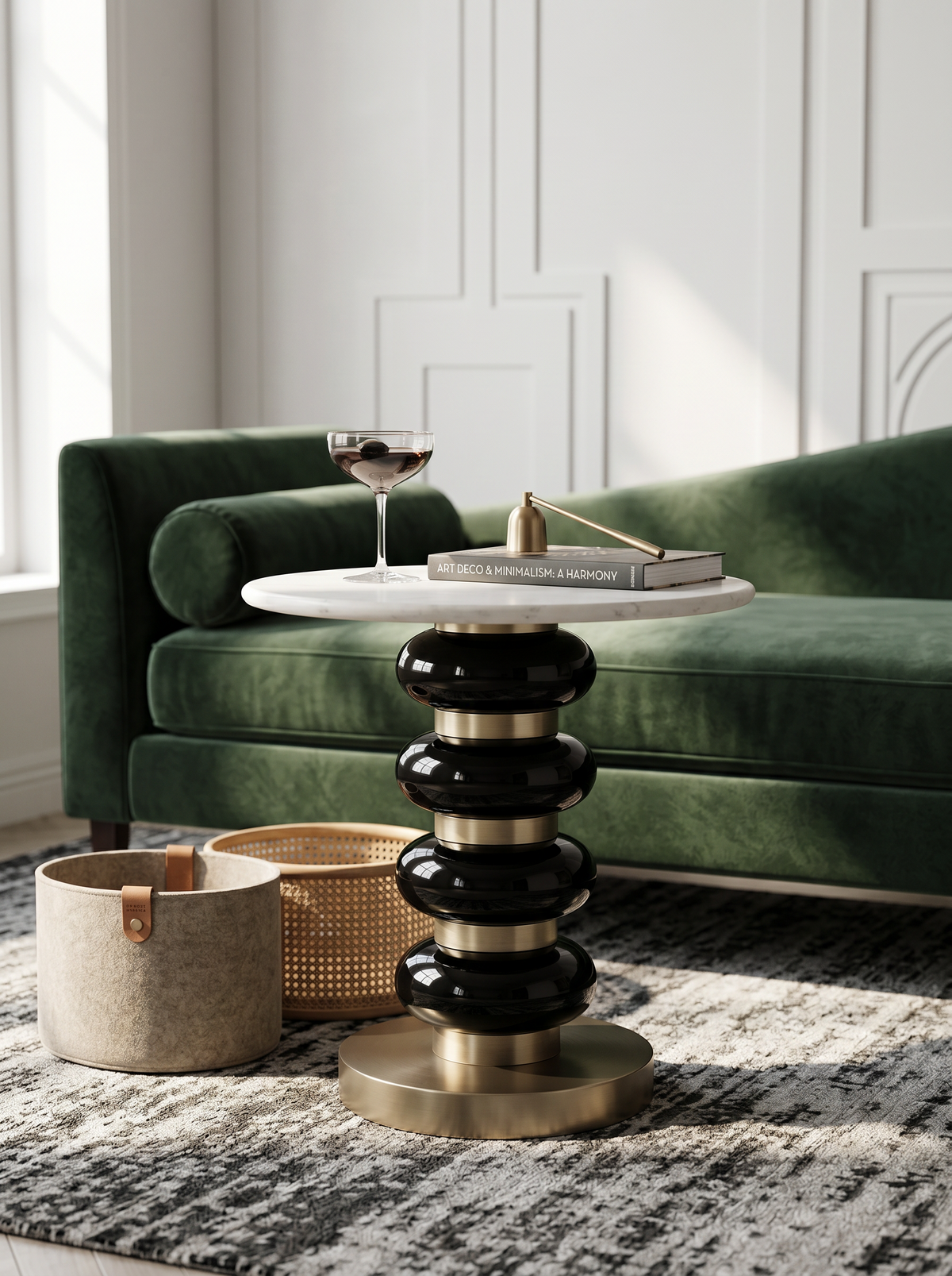
Designer Marble Side Table "Boann" - Black