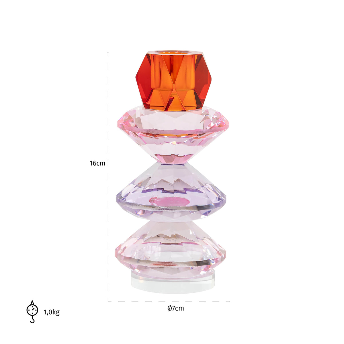 
Portacandele di design «Yalena», varie misure - 7 × 7 × 16 cm / Rosa