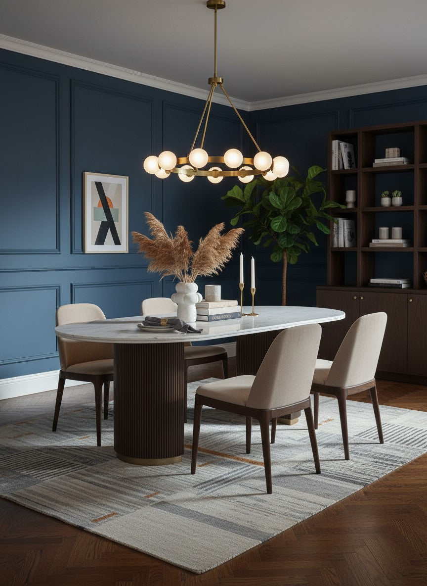 
Ovaler Marmor Design Esstisch „Mayfield“, verschiedene Grössen - 210 x 100 cm