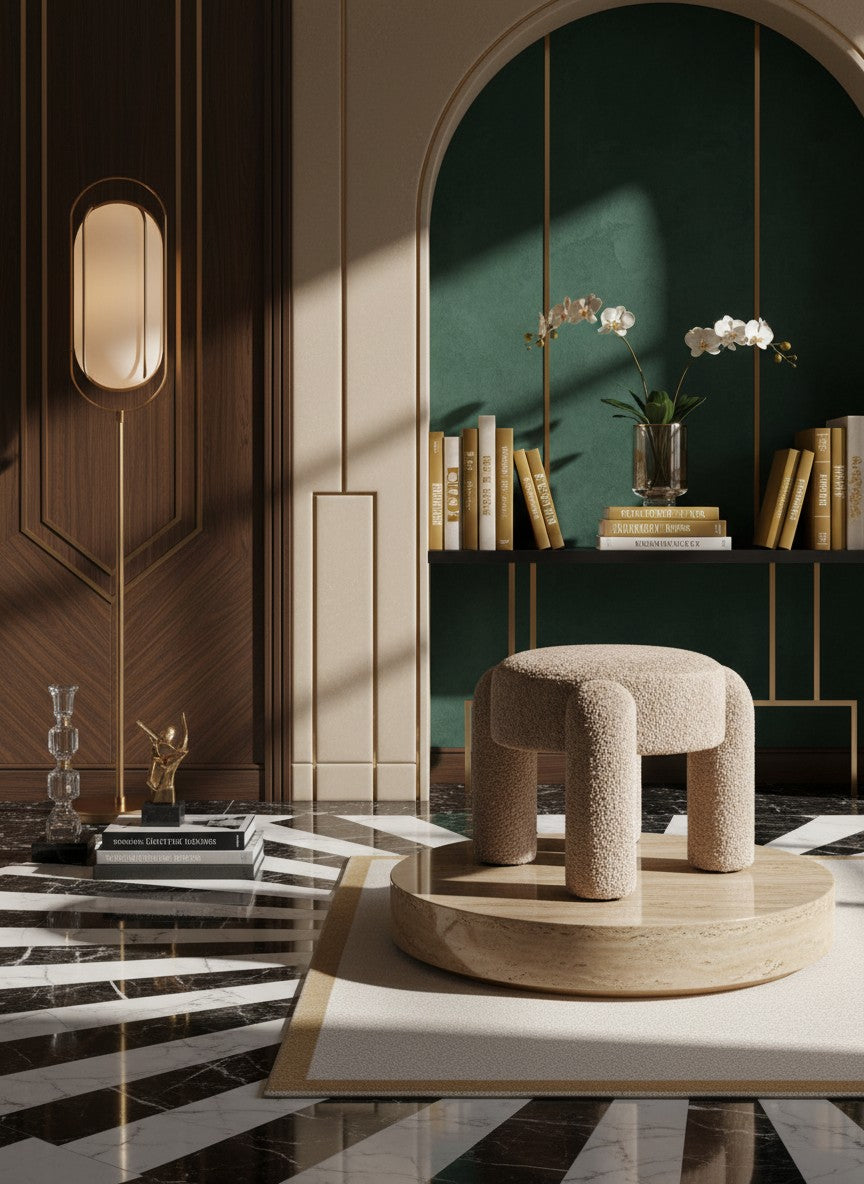
Tabouret design « Holly » - Nature ovine