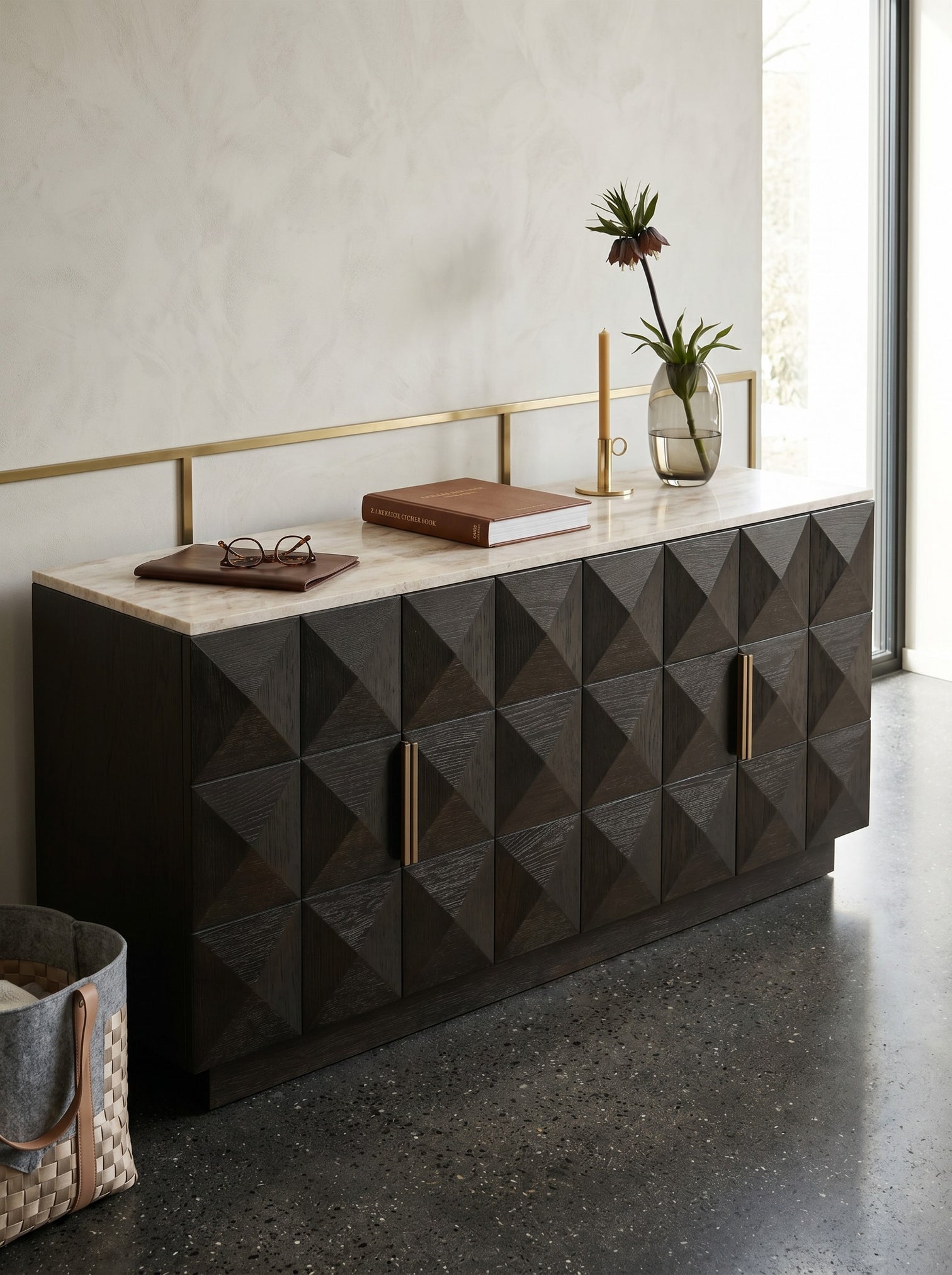 
Designer sideboard "Claremont" with marble top, 4-door