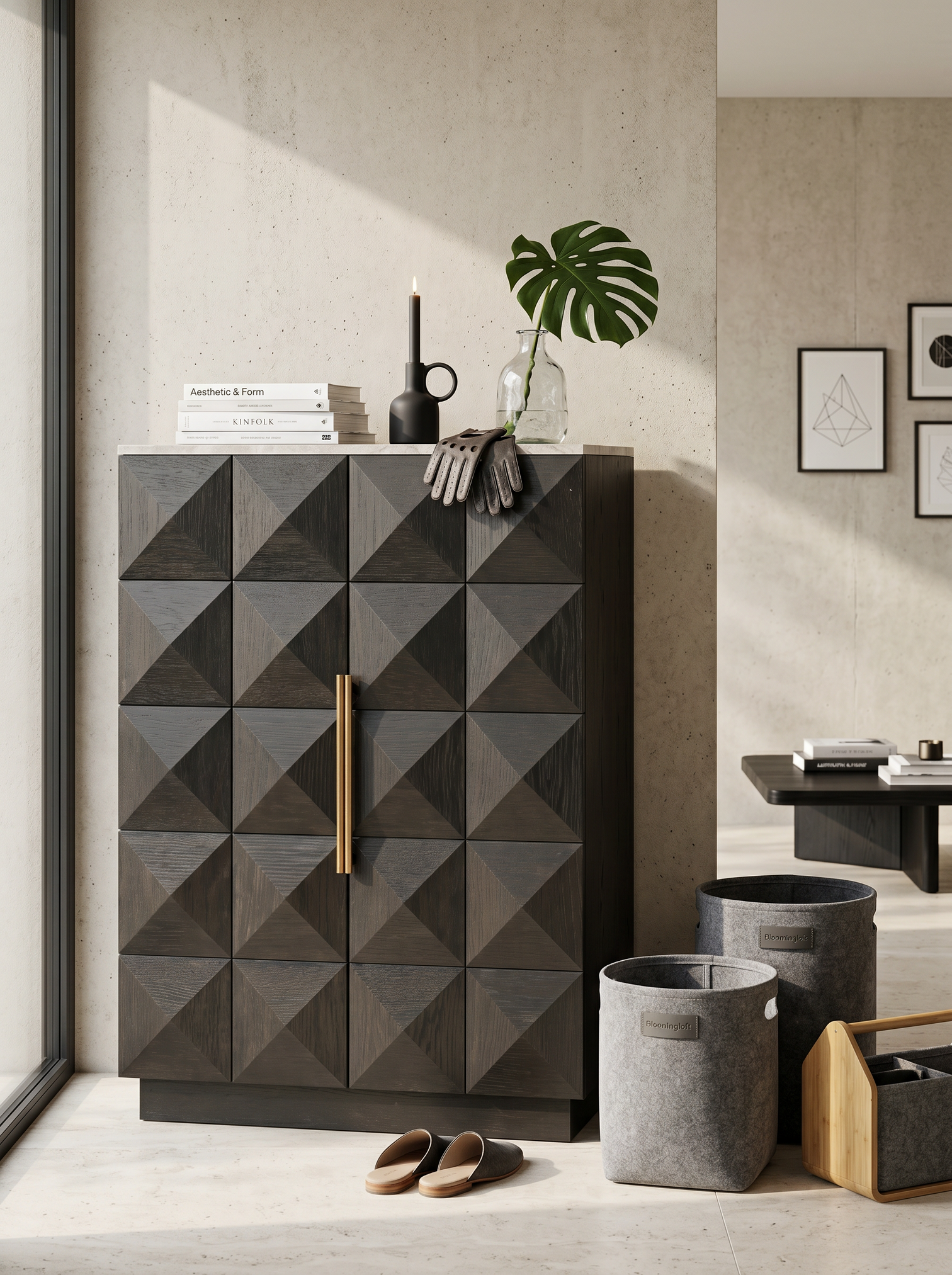 
"Claremont" Highboard with Marble Top, 2-door