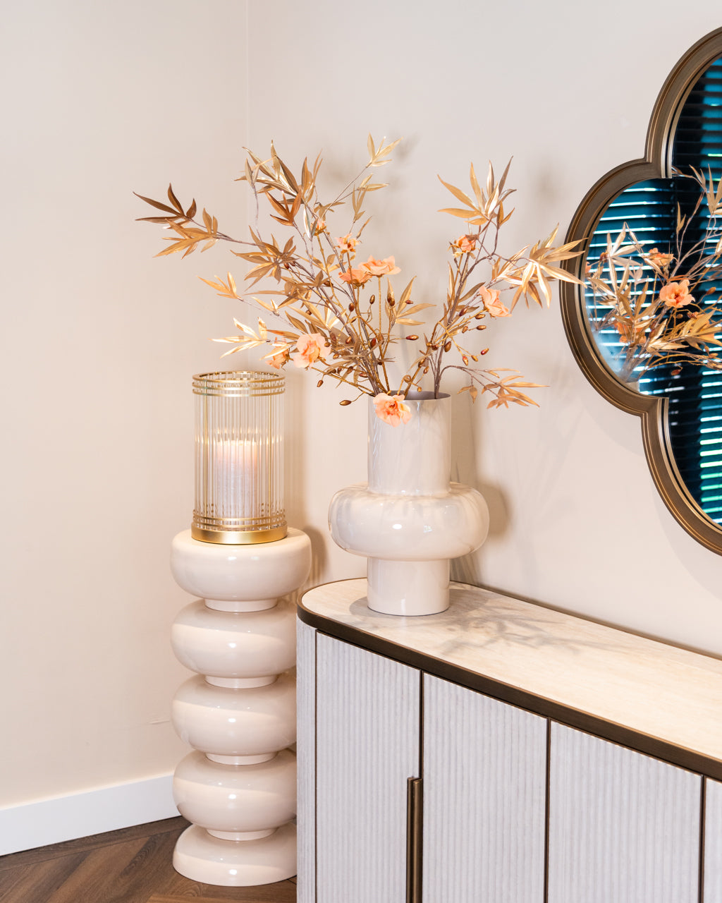 
Colonne décorative et porte-fleurs « Jari » - Beige