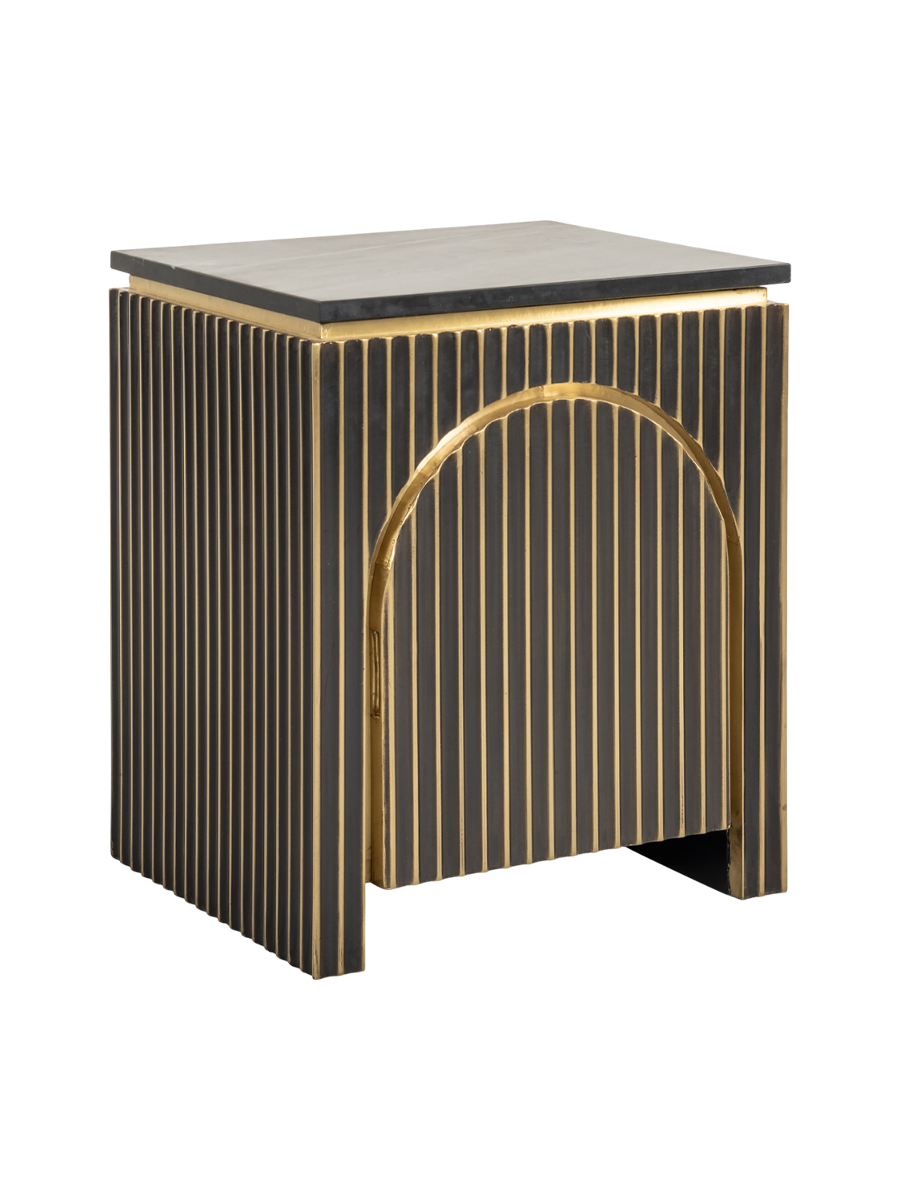 
"Les Arcs" design nightstand and side table with black marble top