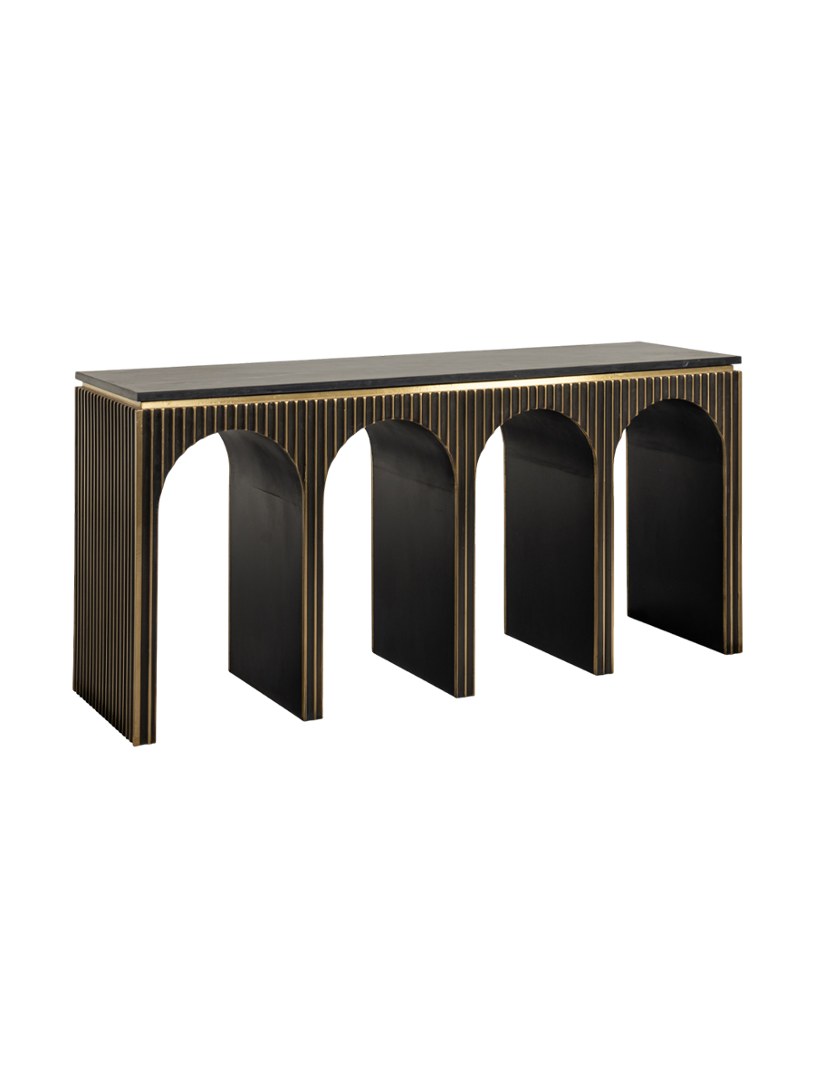 
Grande consolle dal design „Les Arcs“ con piano in marmo nero
