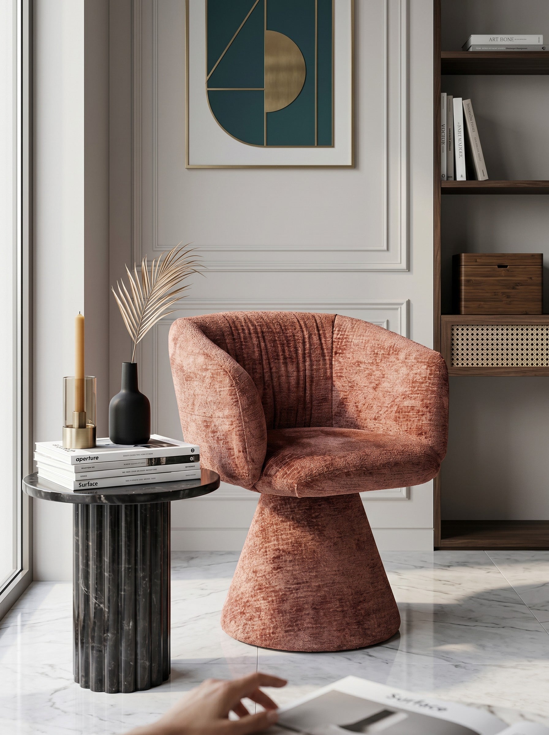 
Drehbarer Design Sessel „Madeline“ - Blush