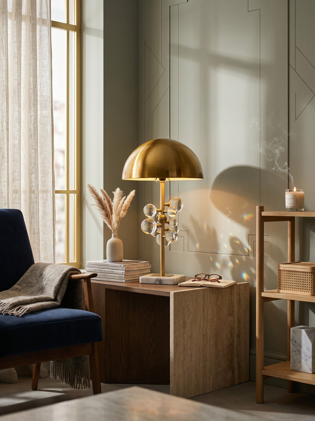 
Lampada da tavolo di design “Bela” con base in marmo