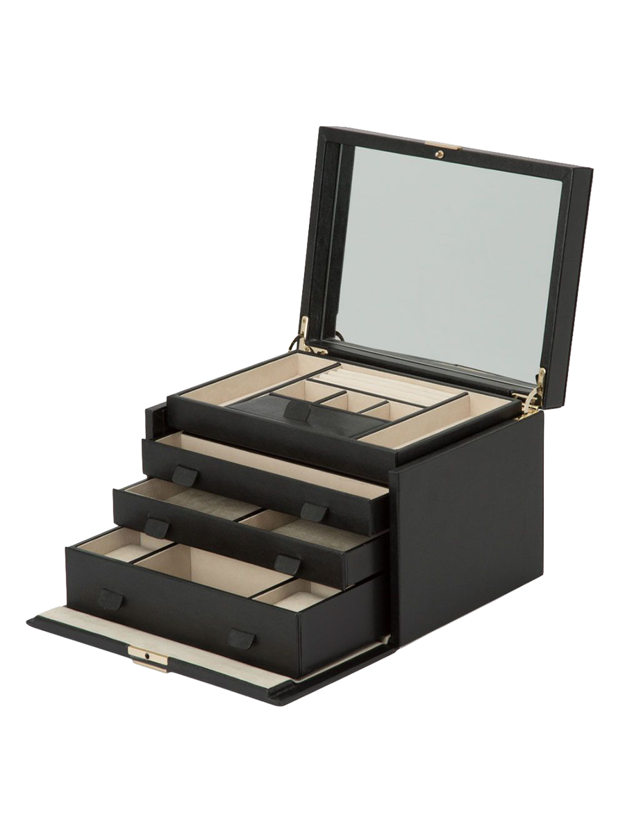 
Large Genuine Leather Jewelry Box "Palermo" - Black