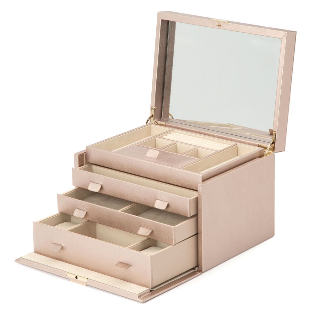 
Large Genuine Leather Jewelry Box "Palermo" - Rose Gold