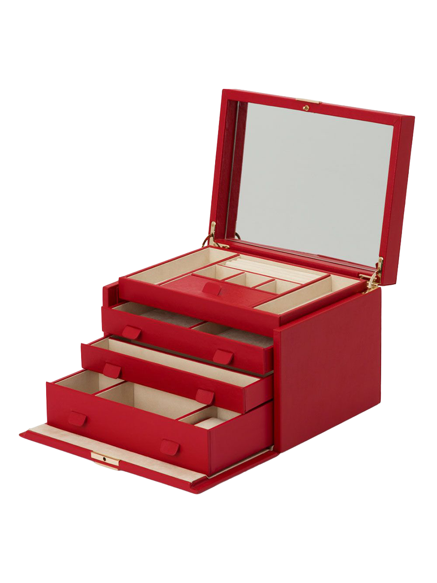 
Large Genuine Leather Jewelry Box "Palermo" - Red