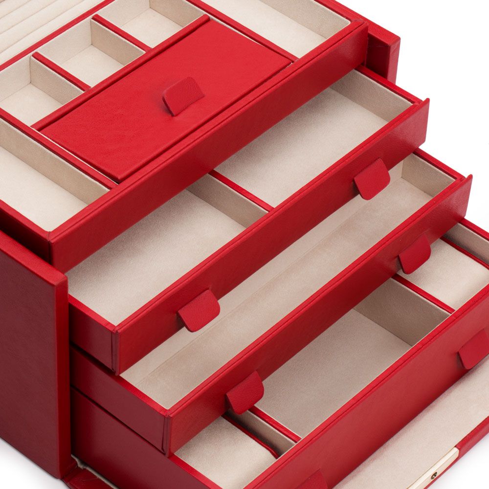 
Large Genuine Leather Jewelry Box "Palermo" - Red
