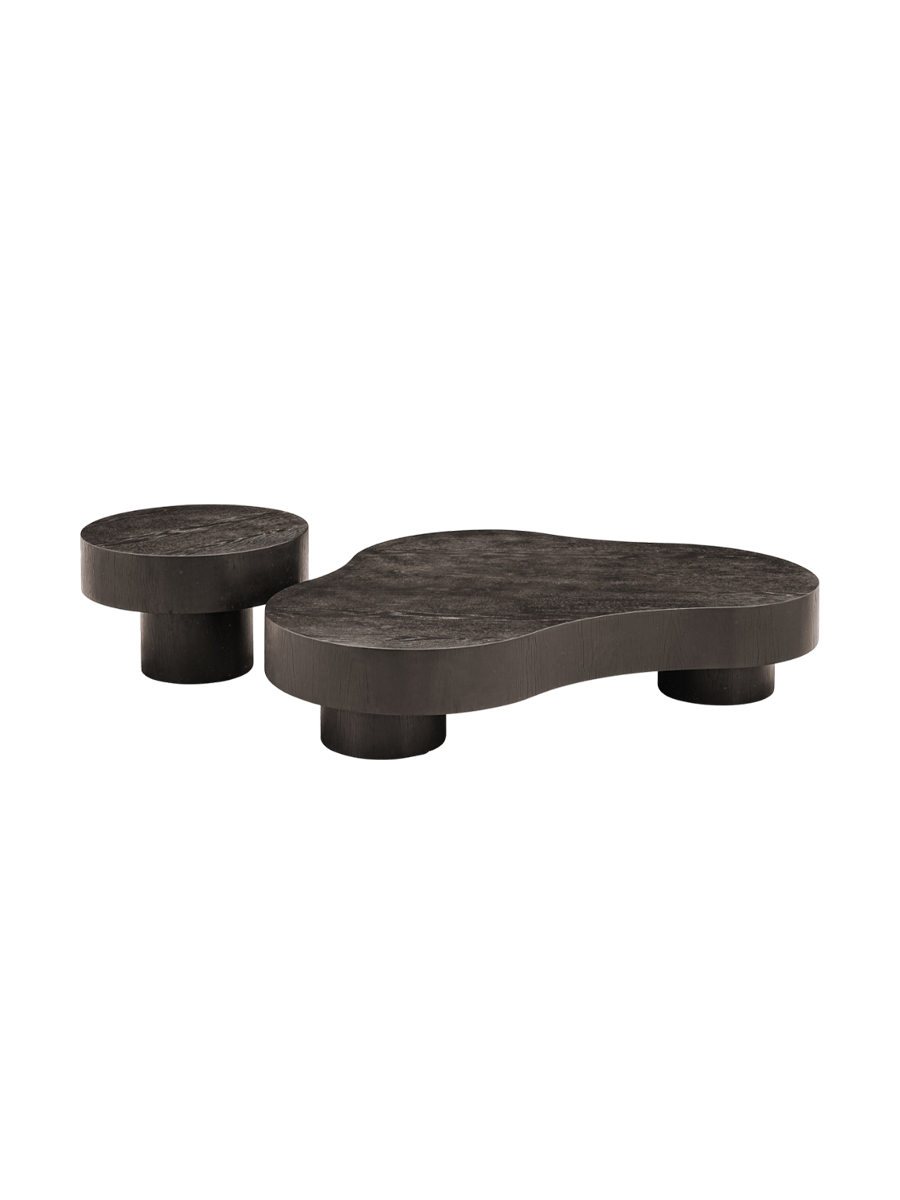 
Grosses Design Couchtisch Set „Bogor“ - Eiche Schwarzbraun