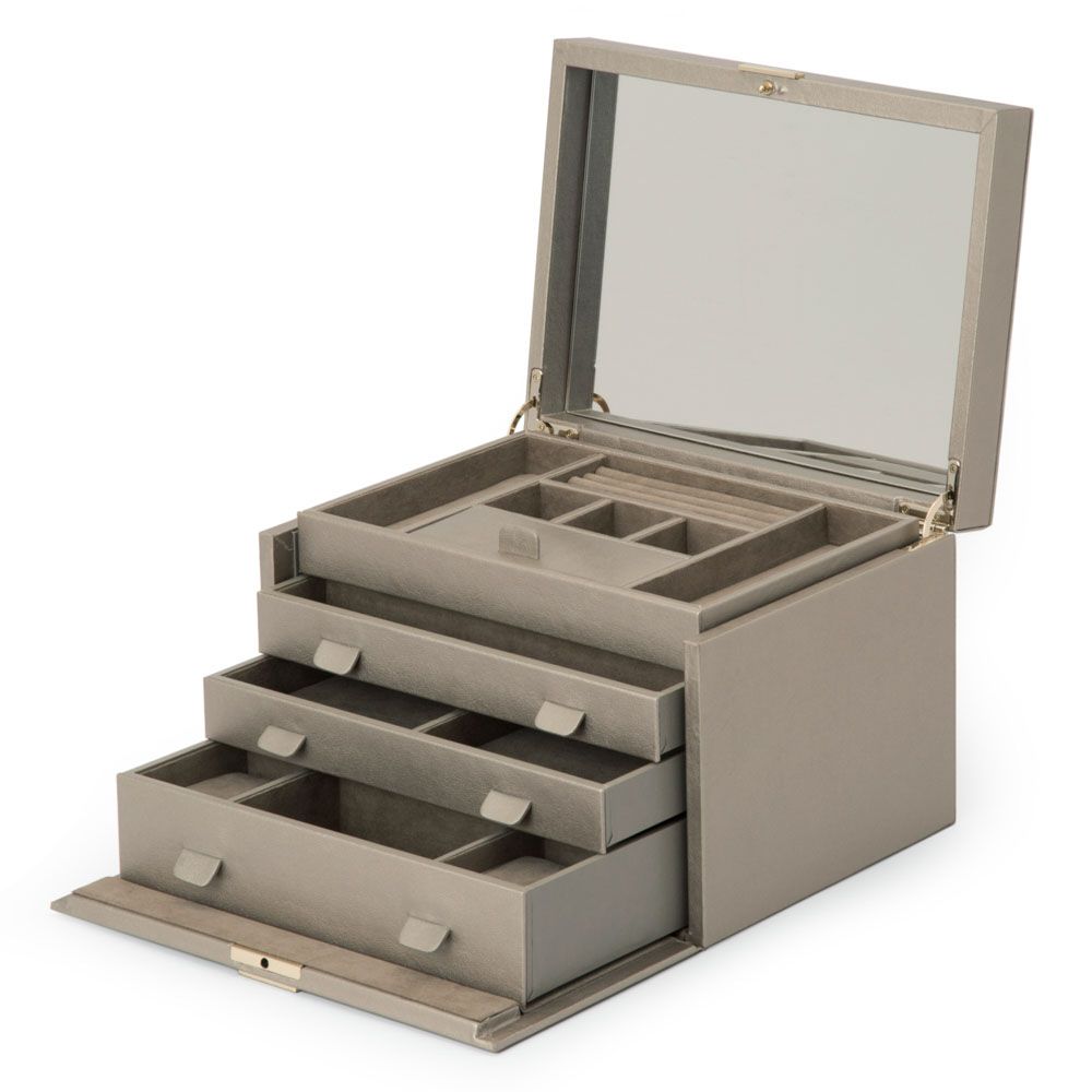 
Large Genuine Leather Jewelry Box "Palermo" - Champagne