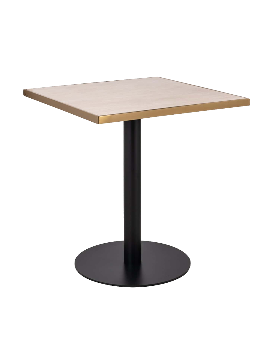 
Table de bistrot design « Brazza » en acier inoxydable et marbre artificiel