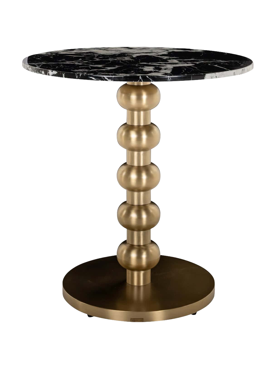 
Table bistrot design ronde "Witold" en acier inoxydable et marbre synthétique