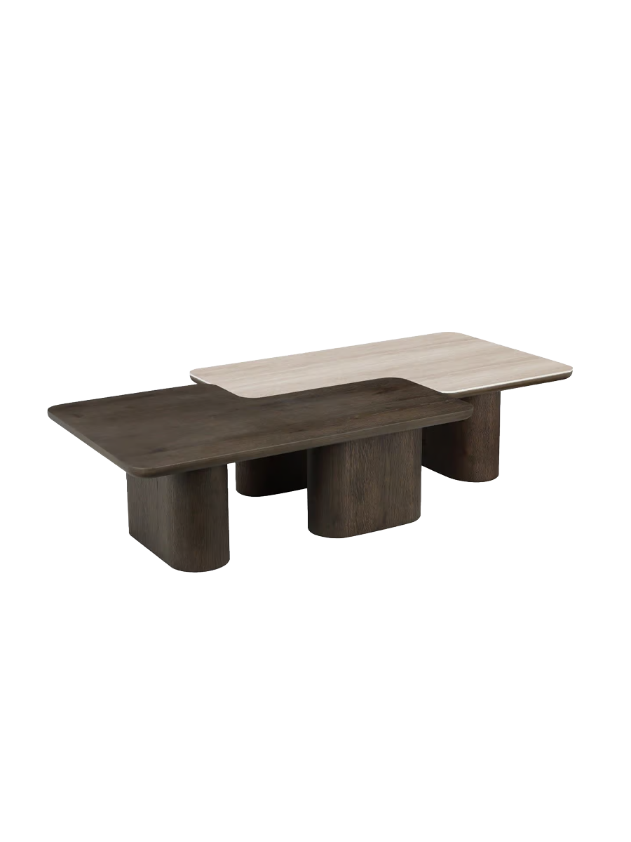 
Design Couchtisch Set „Nando“ mit Keramik-Tischplatte