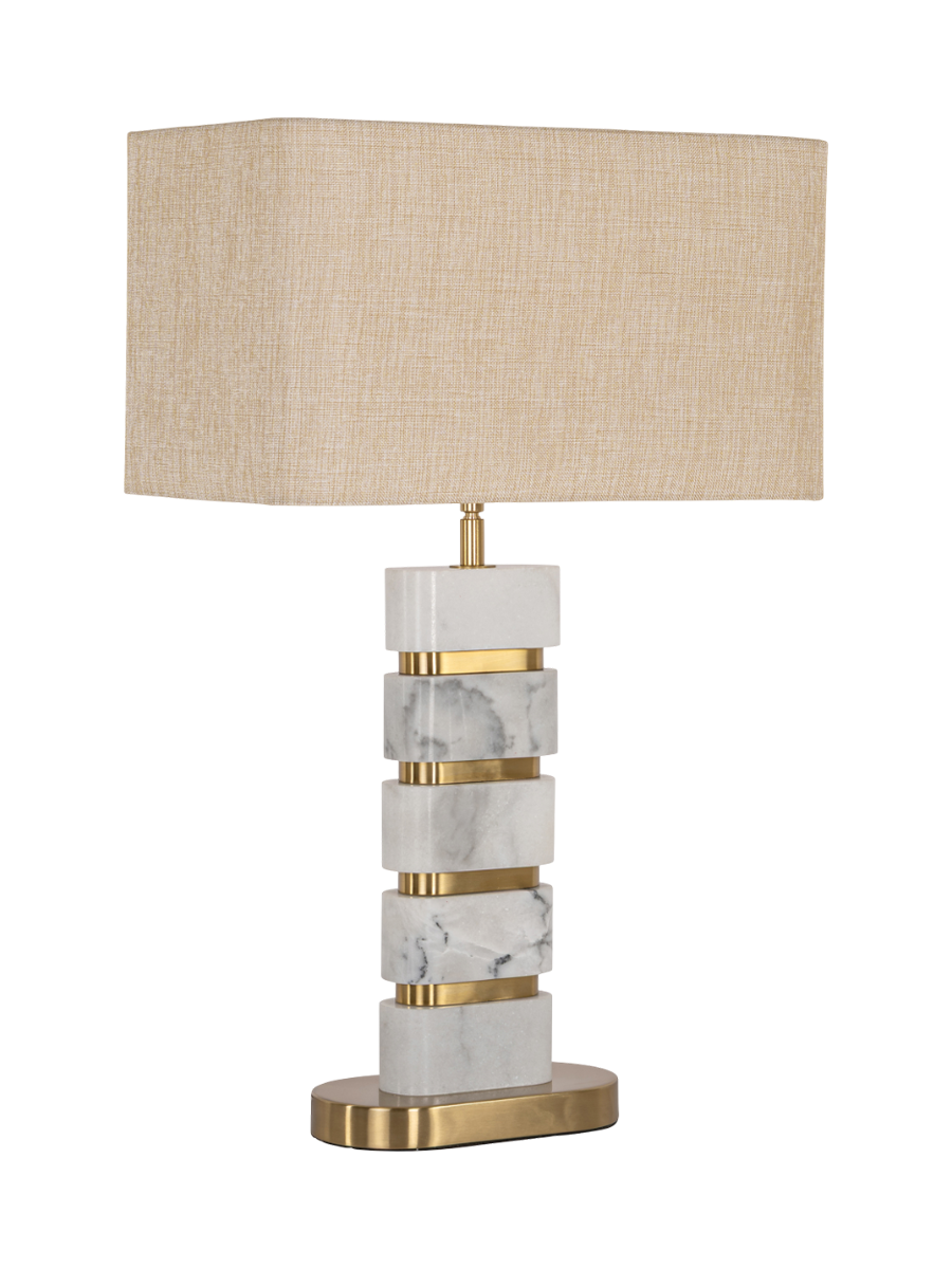 
Lampada da tavolo di design in marmo “Lenore” bianca/beige - Bianco/Beige
