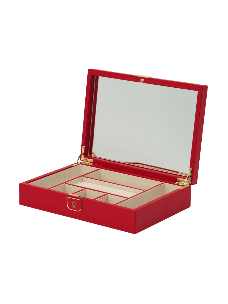 
Genuine Leather Jewelry Box "Palermo" - Red / Medium