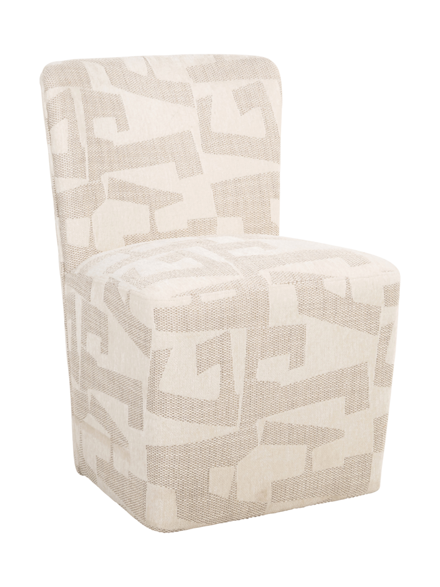 
Chaise de salle à manger design « Lorain » à roulettes - Graphiques beiges
