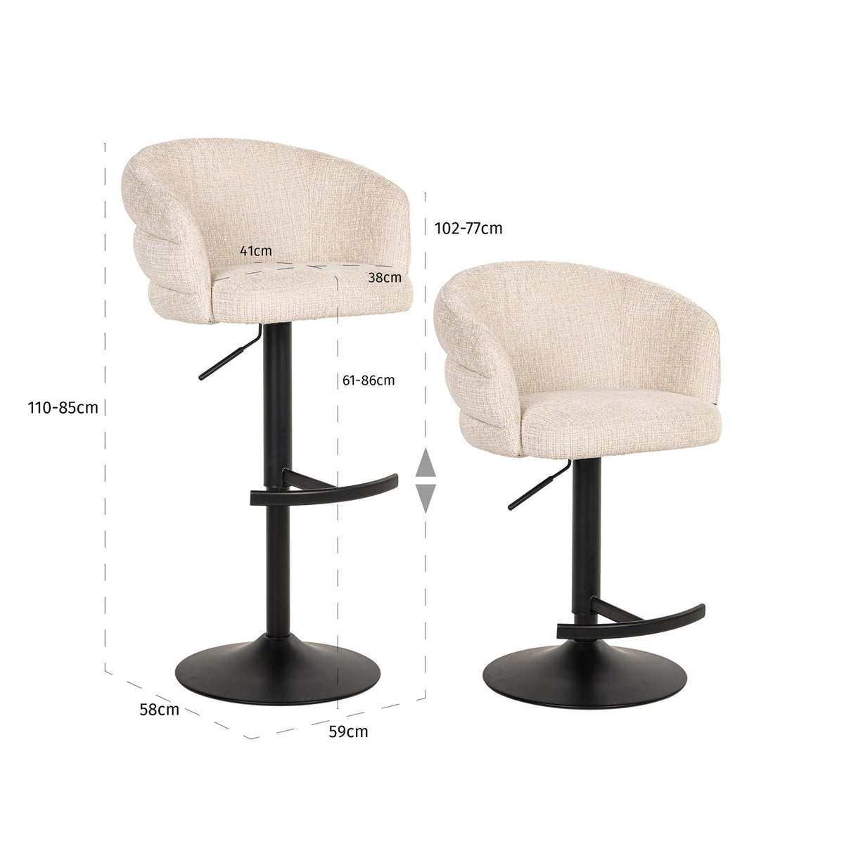 
Sgabello da bar di design „Nikki“ - Beige Niagara