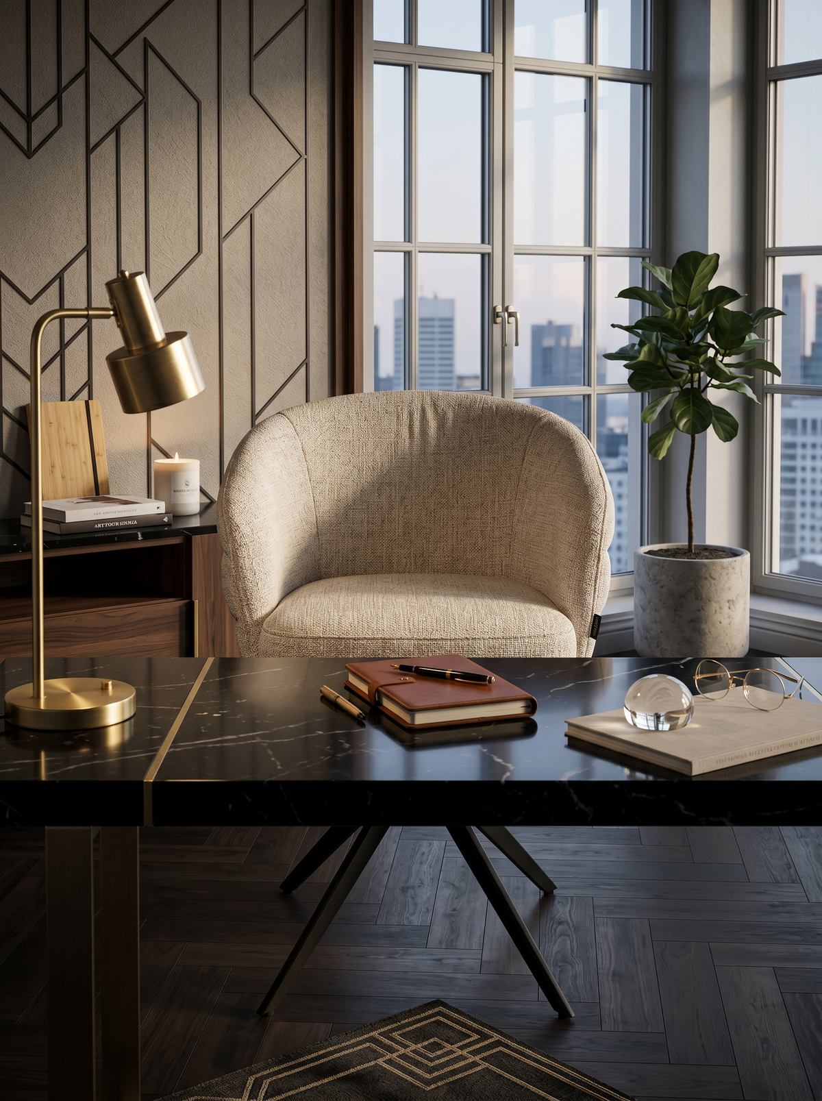 
Fauteuil pivotant design 360° « Serenity » - Chenille beige