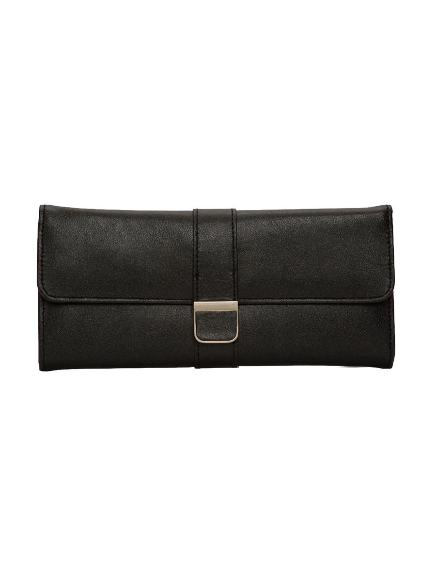 
Genuine Leather Jewelry Roll & Case "Palermo" - Black