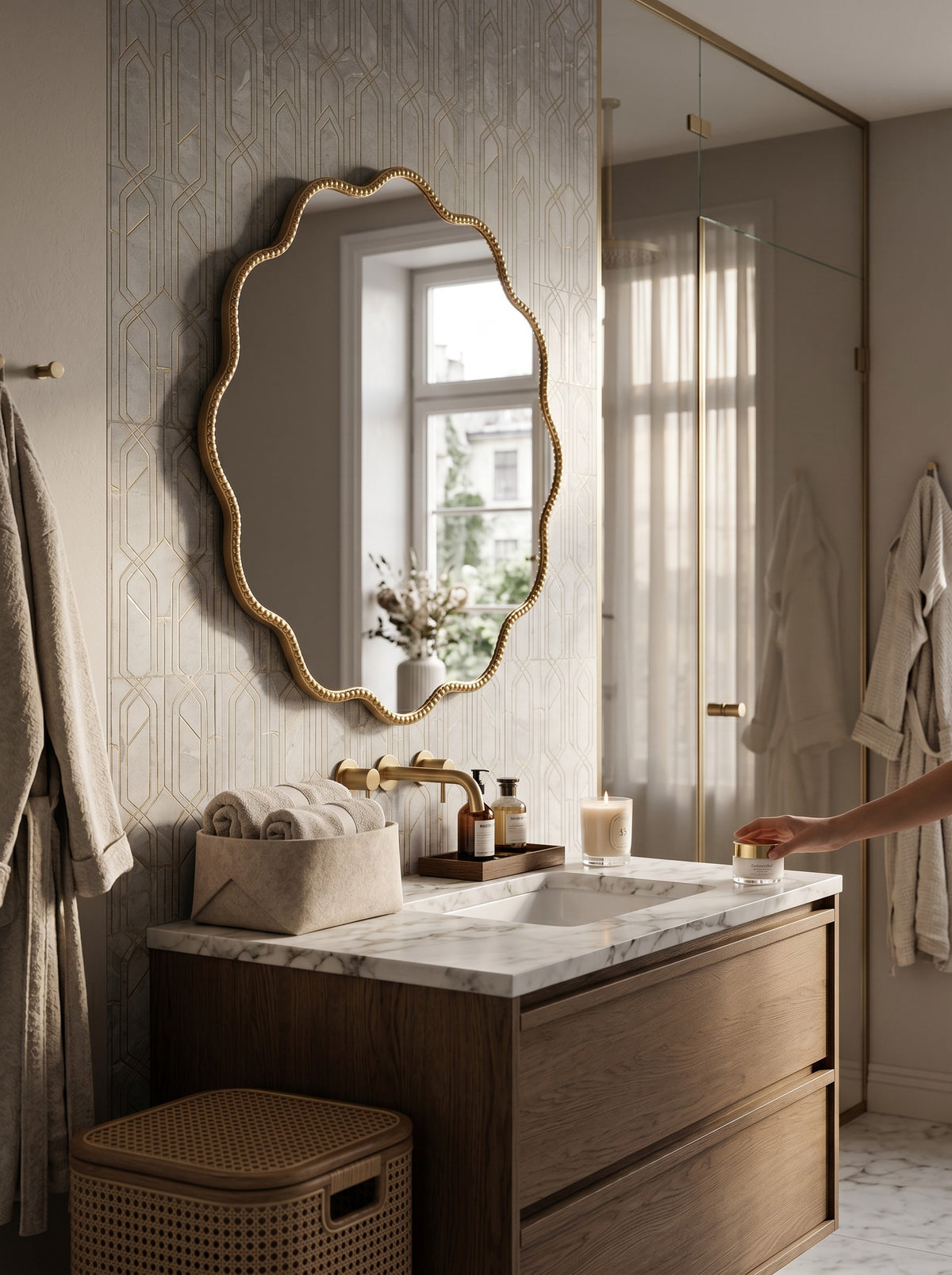 
Specchio da parete rotondo di design «Levien»