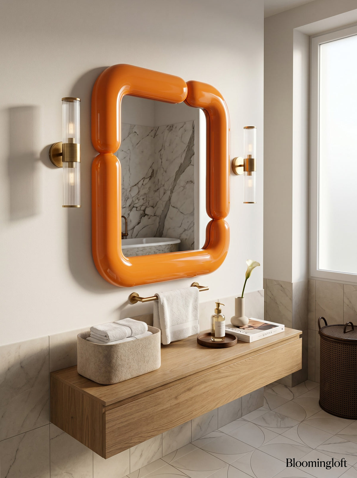 
Specchio da parete di design «Auby» - Arancione