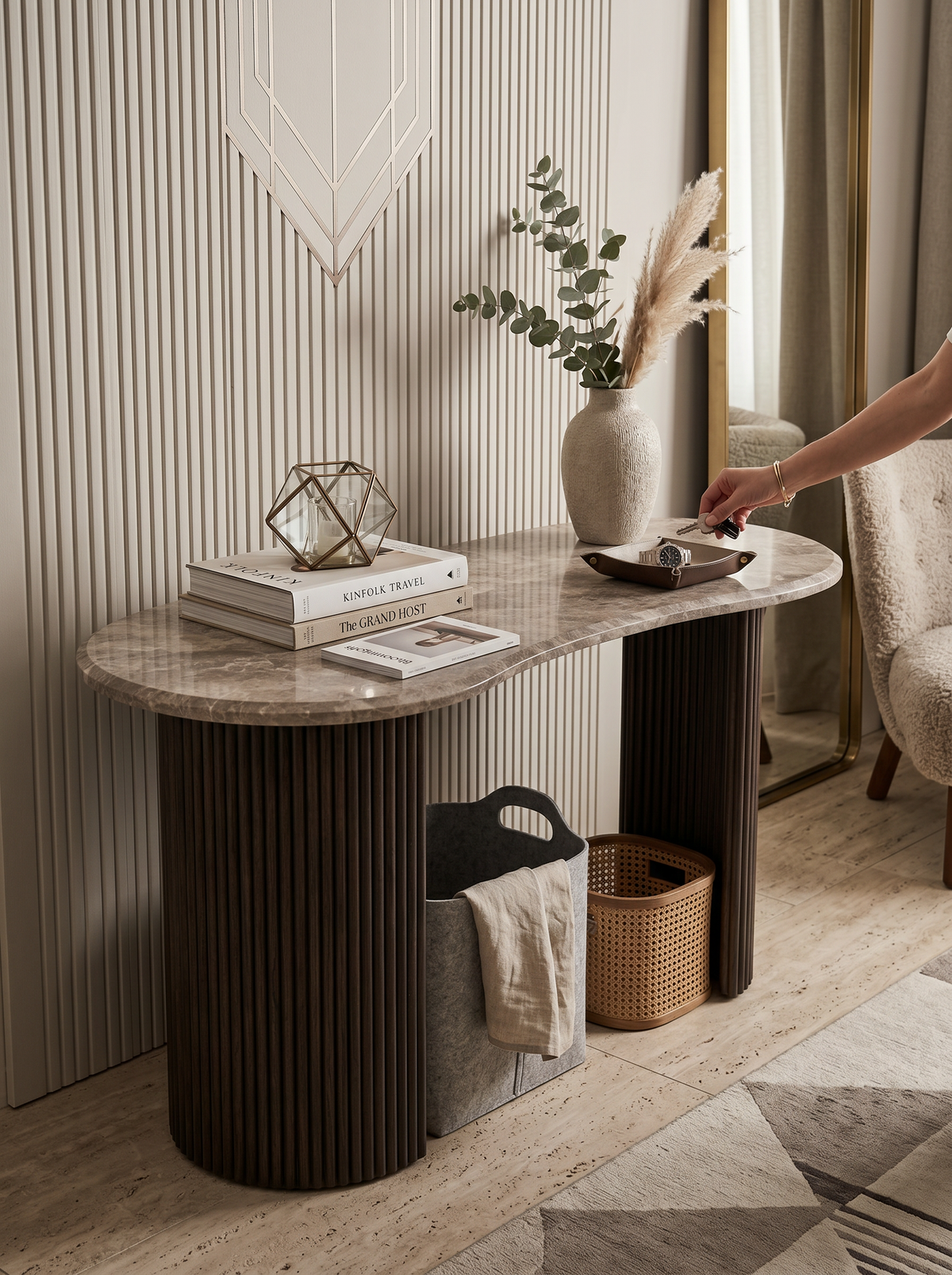 
Grosser Marmor Design Schreibtisch „Rashford“