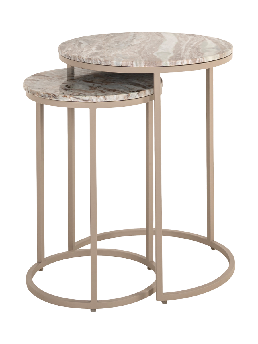 
"Fairfax" Marble Design Side Table Set (2 Pieces)