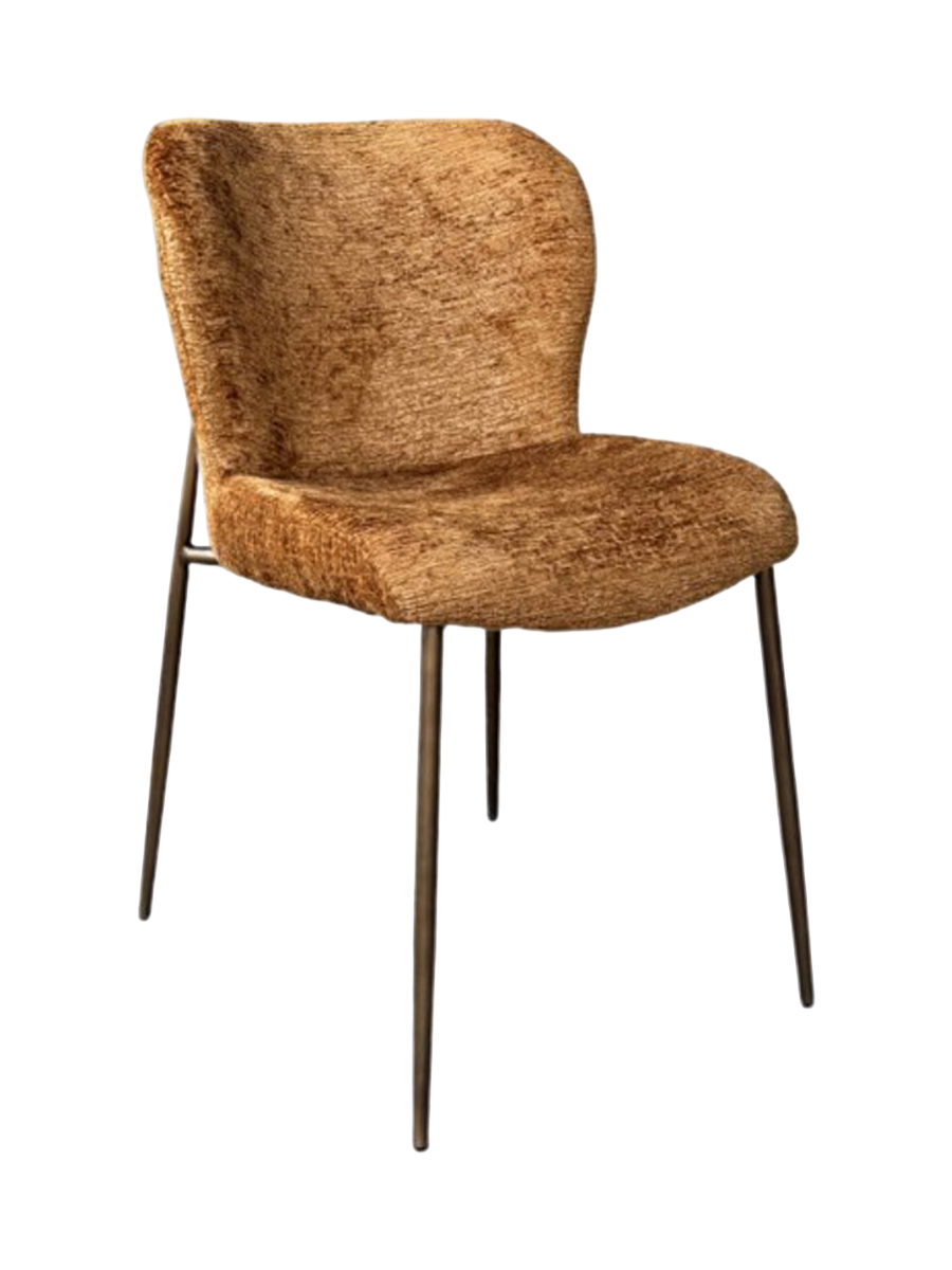 
Lot de 2 chaises design de qualité supérieure « Darby » - Cognac / Or