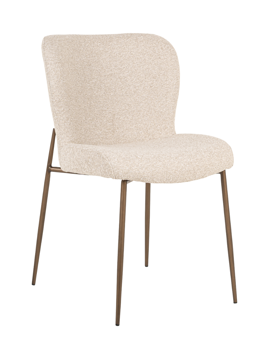 
Lot de 2 chaises design de qualité supérieure « Darby » - Biscuits secs / Or