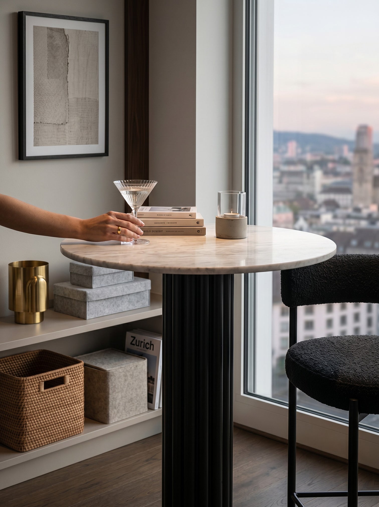 
Table de bistrot ronde en marbre design « Nyon » Ø 75 cm